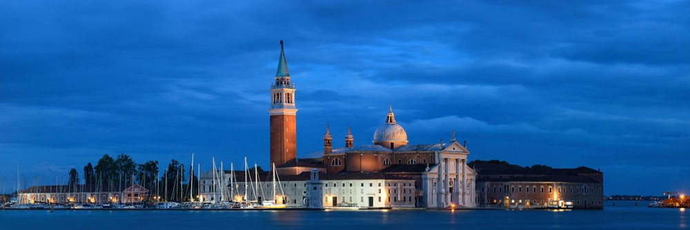 San Giorgio Maggiore church at night in Venice