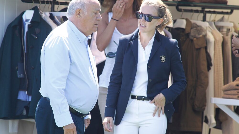 La Coruña, Spain. Amancio Ortega, founder of the Inditex textile group, with his daughter Marta Ortega in La Coruña 