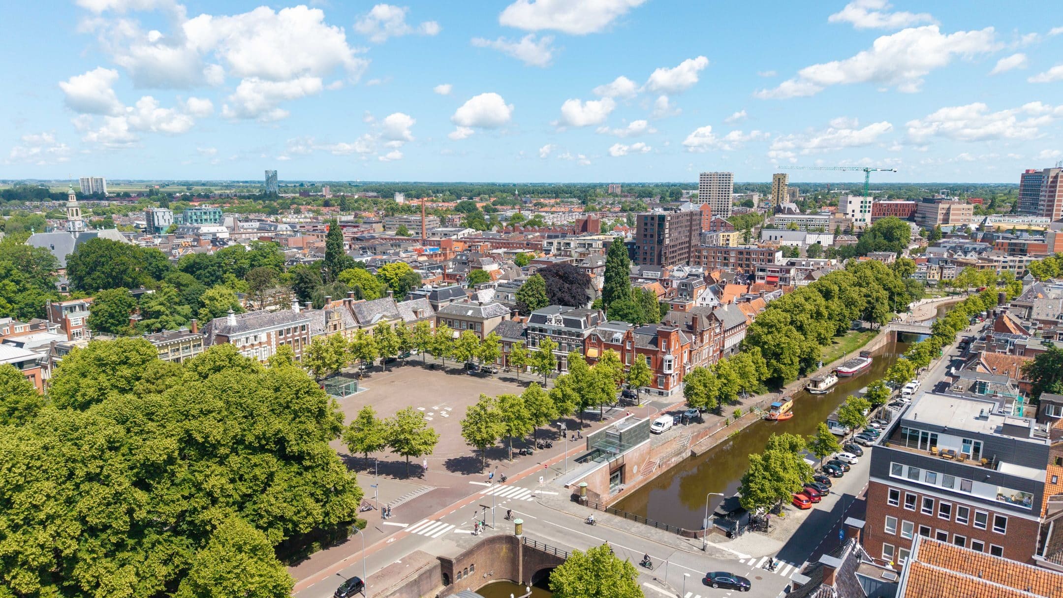 Bovenaanzicht van de Ossenmarkt Groningen
