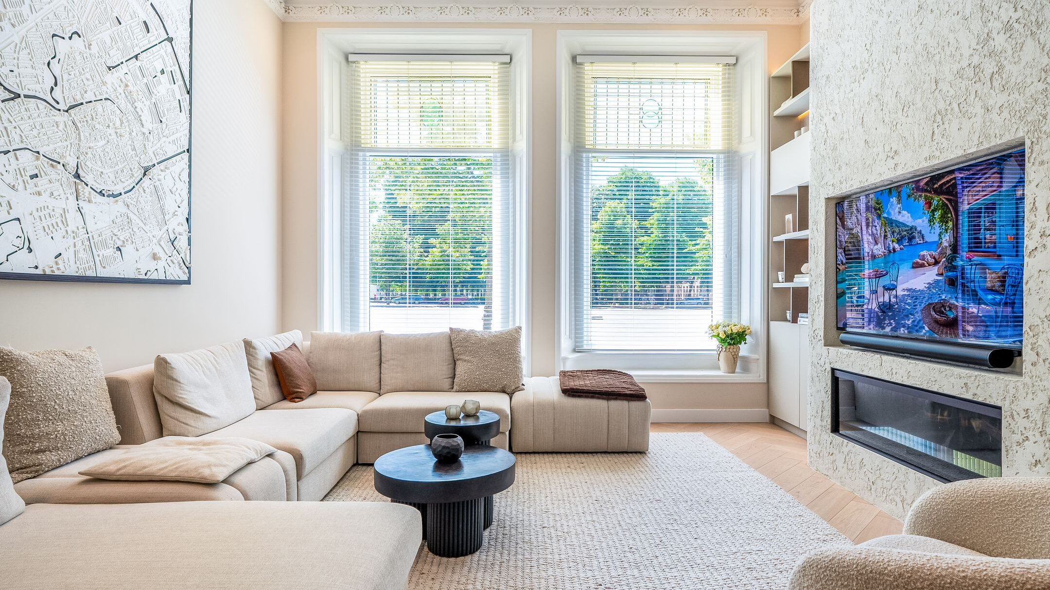 Woonkamer van deze prachtige luxe stadsvilla aan de Ossenmarkt