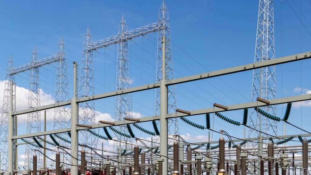 Dutch electricity distribution station with large isolators