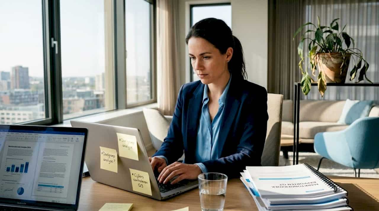 Een ondernemer hard aan het werk op kantoor in een snelgroeiende sector.