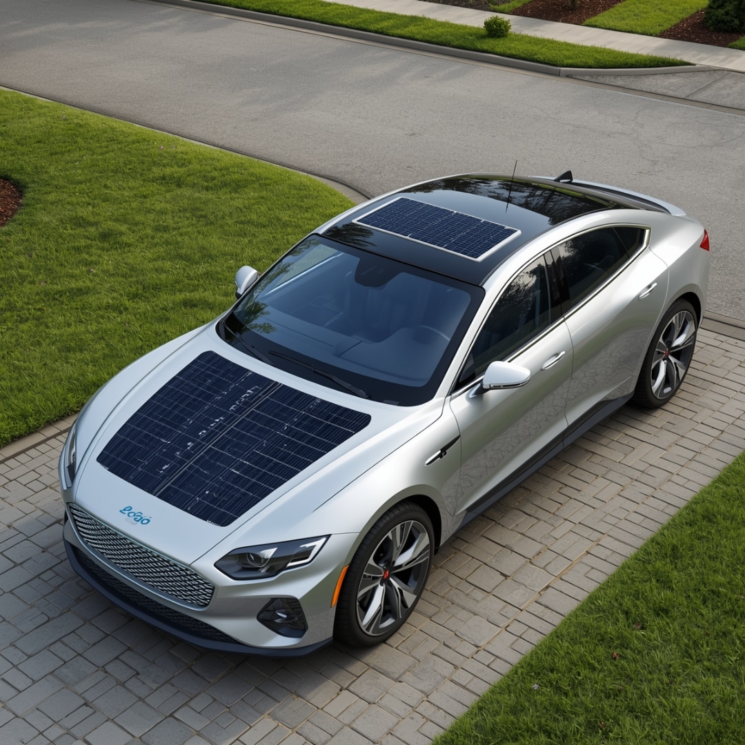 Auto met zonnepanelen voor ecologische voetafdruk