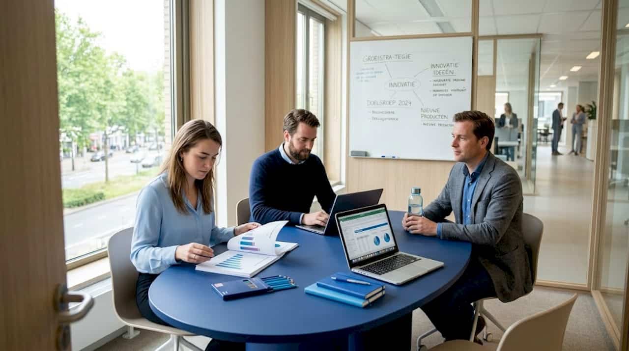 Een informele meeting in een moderne vergaderruimte bij een scale-up