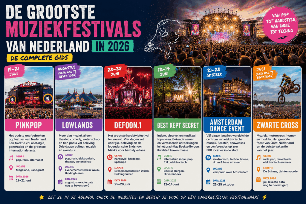 Grootste muziekfestivals van Nederland