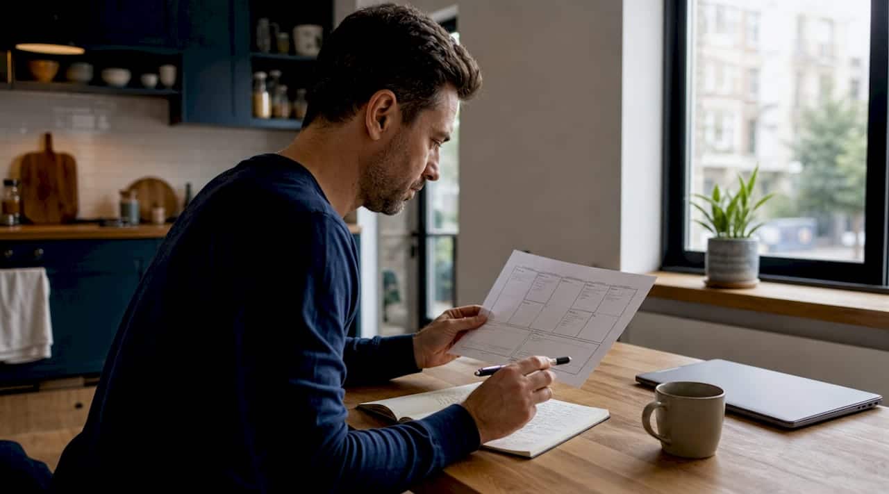 Een mkb-ondernemer neemt zijn businessmodel onder de loep met behulp van het Business Model Canvas.