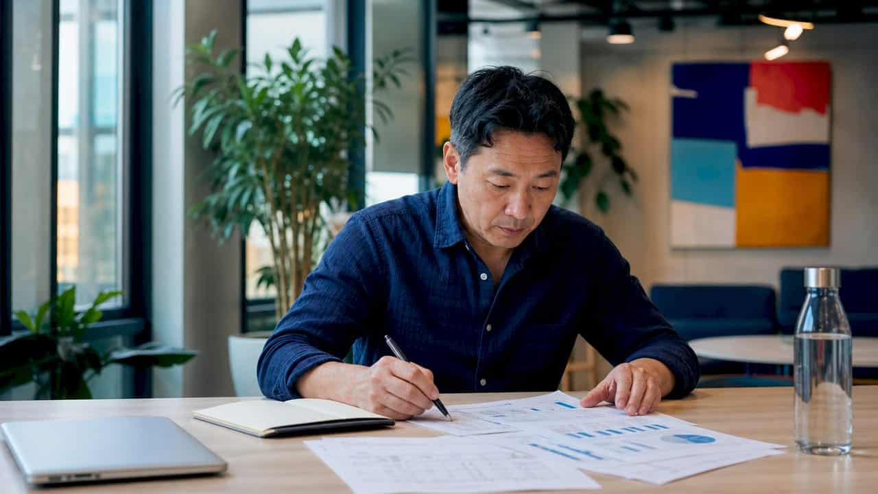 Een ervaren data-analist verdiept zich in het analyseren van grote hoeveelheden data.